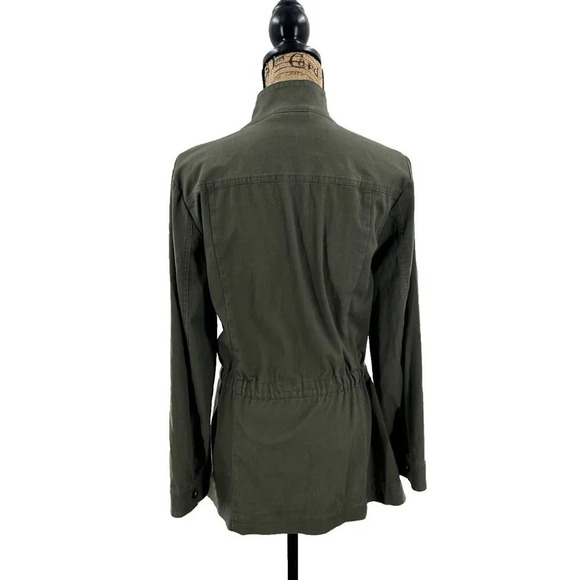 J. Jill Jacket Womens Medium Green Utility Cargo Belted Button Front Pockets - Picture 2 of 3